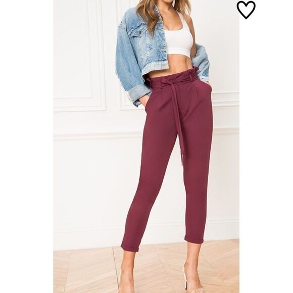 New superdown plum lisa belted trouser pants - Picture 1 of 8